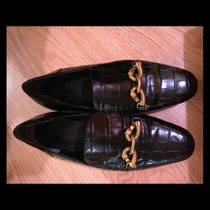 Leather black & gold Tory Burch loafers